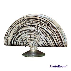 Napkin holder seashell tortoise hand blow fossil texture Glass Murano?
